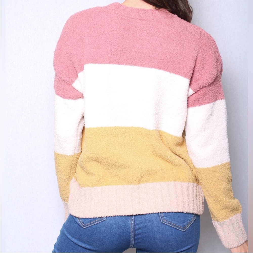 Thread & Supply Women's Colorblock Sweater - Pink, White, Yellow - Picture 3 of 10